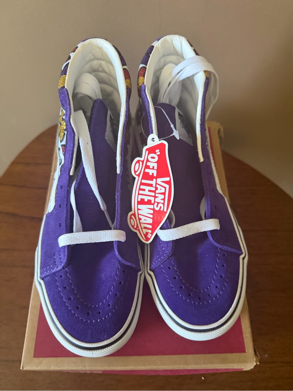Vans Kids Purple High-Top Sneakers with White Laces